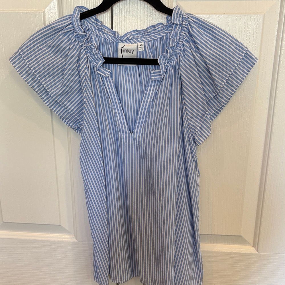 Finley Blue and White Striped Blouse